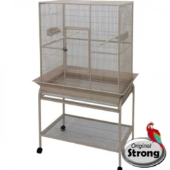 Flight Cage with stand & seed guard, silvertone wh