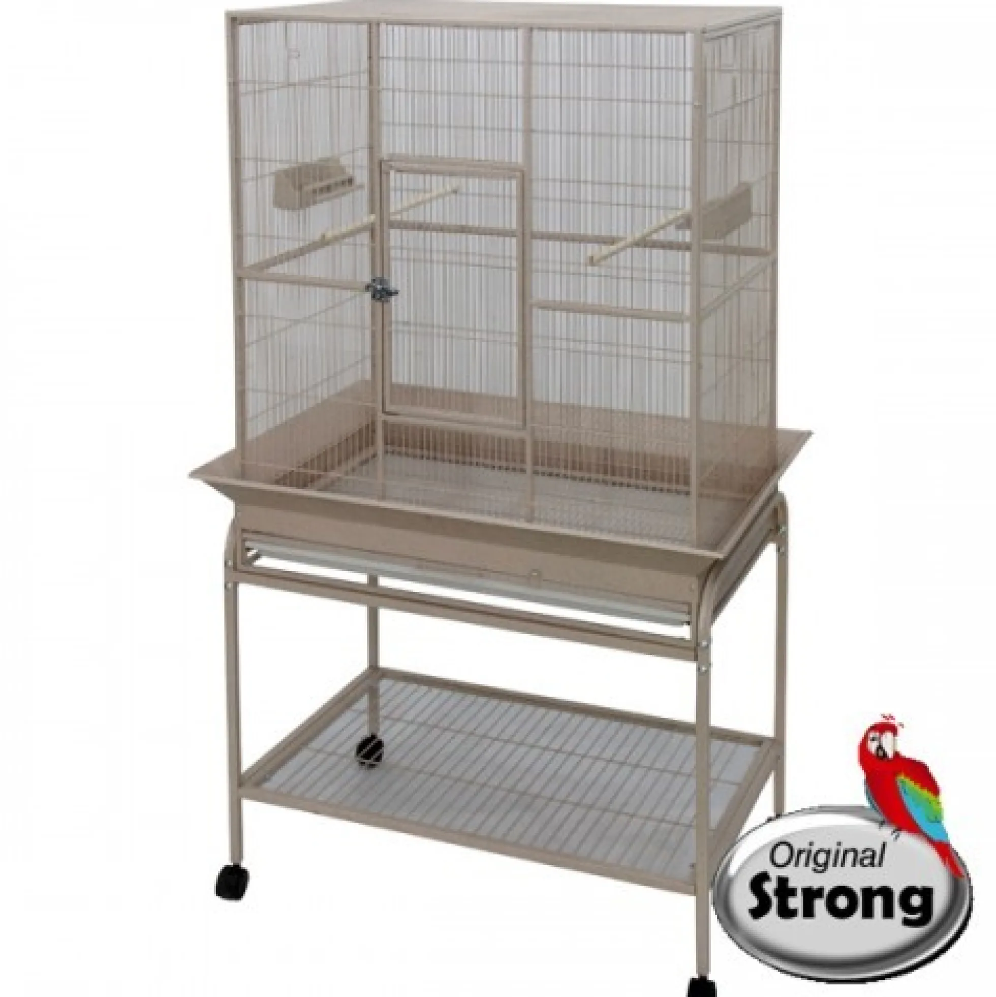 Flight Cage with stand & seed guard, silvertone wh