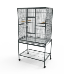 Flight Cage with stand, silvertone grey