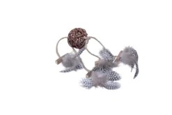 Quapas! Cat toy Rattan ball with feathers B