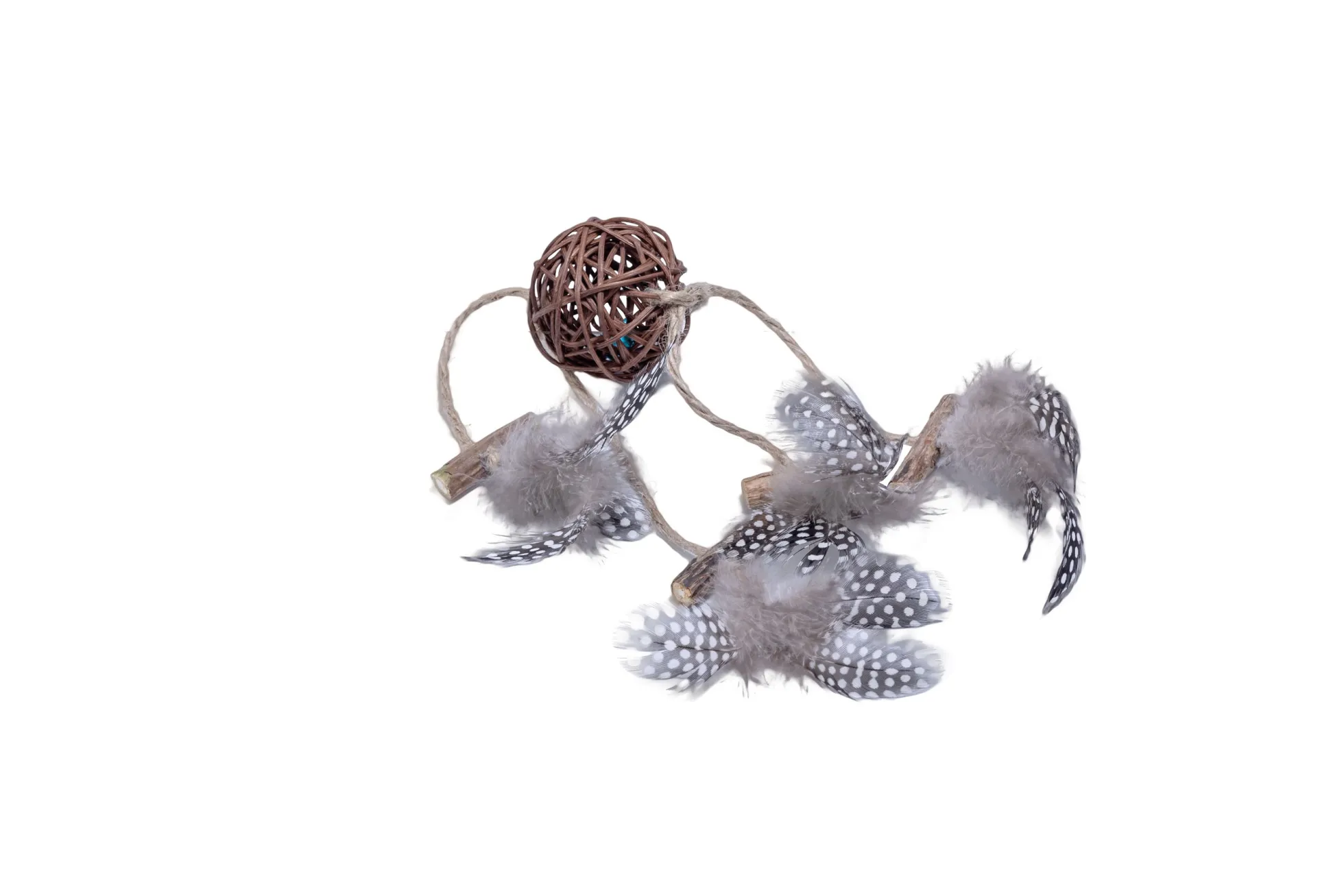 Quapas! Cat toy Rattan ball with feathers B