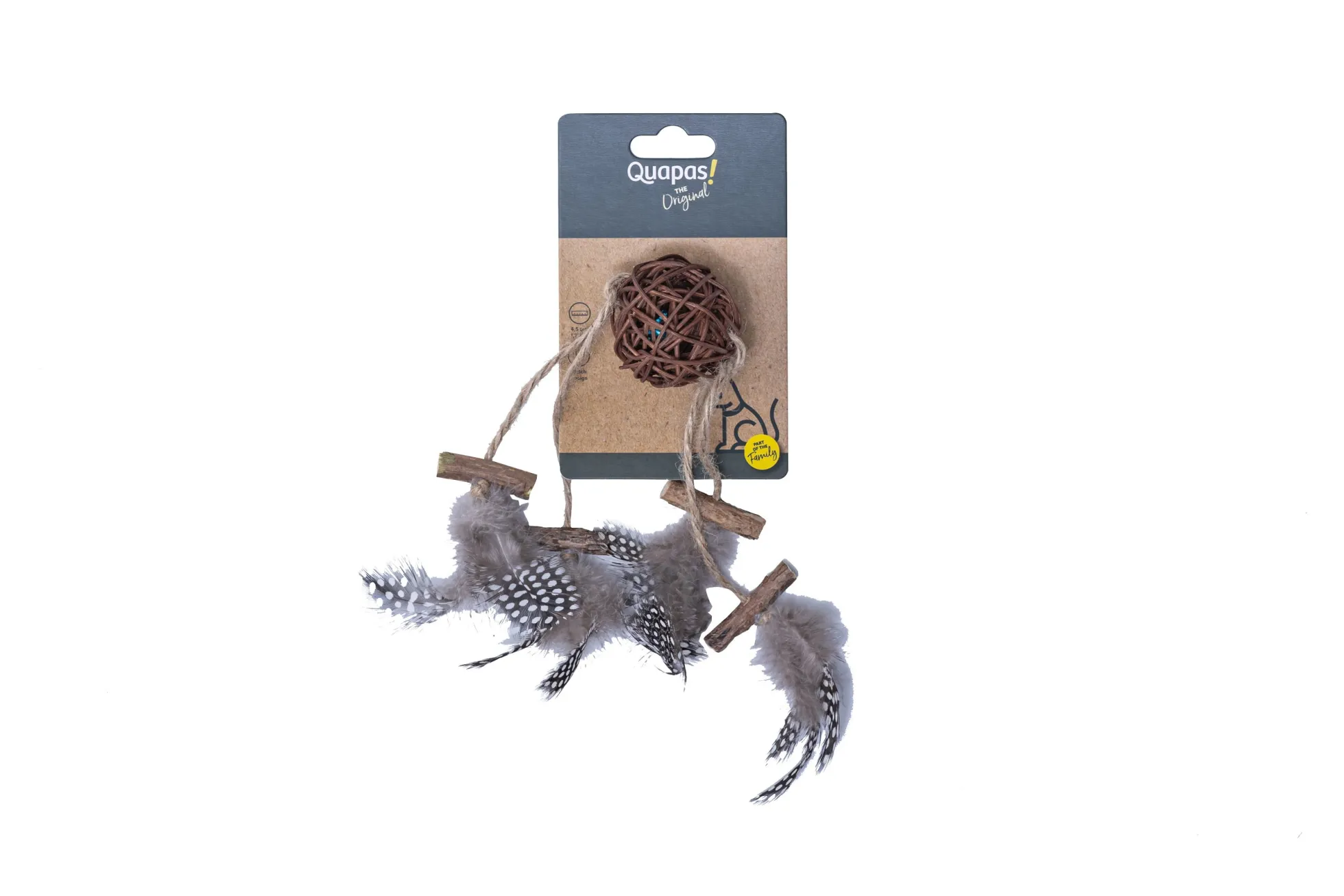Quapas! Cat toy Rattan ball with feathers B