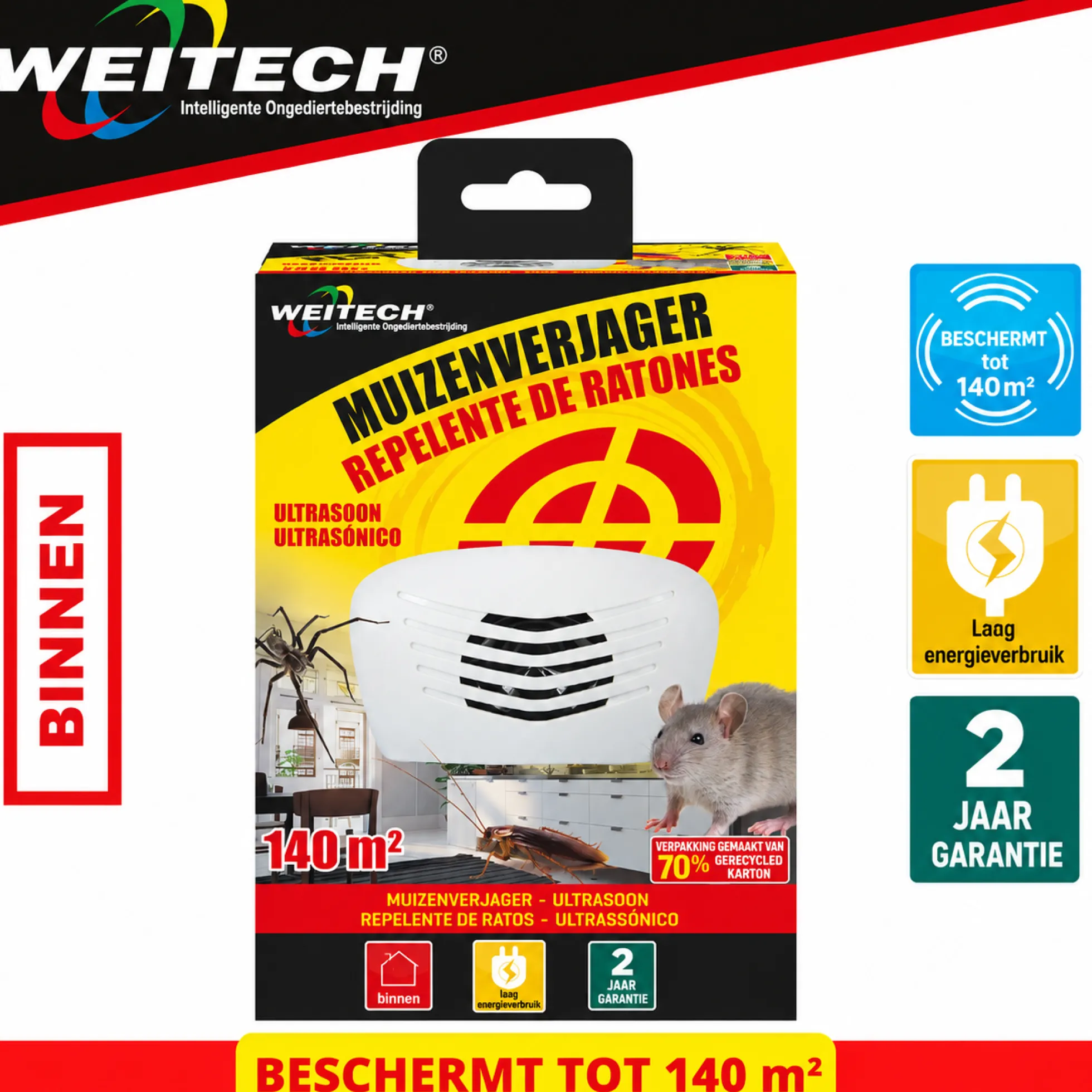 Weitech Ultrasone Dierenverjager voor Binnen